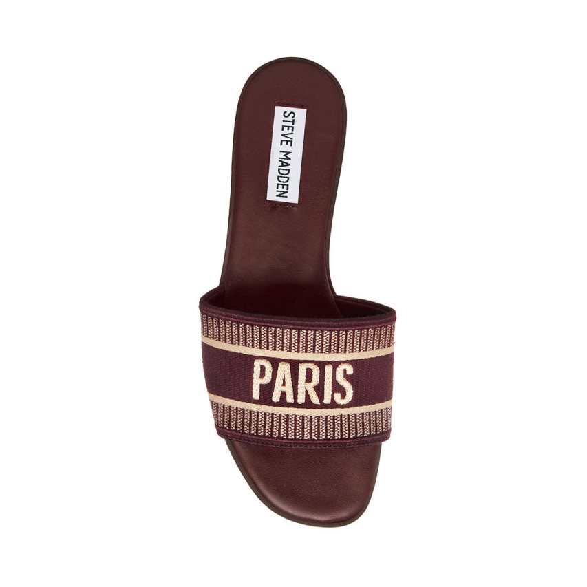 Burgundy Steve Madden Knox Women's Slides | PH 9275L16E